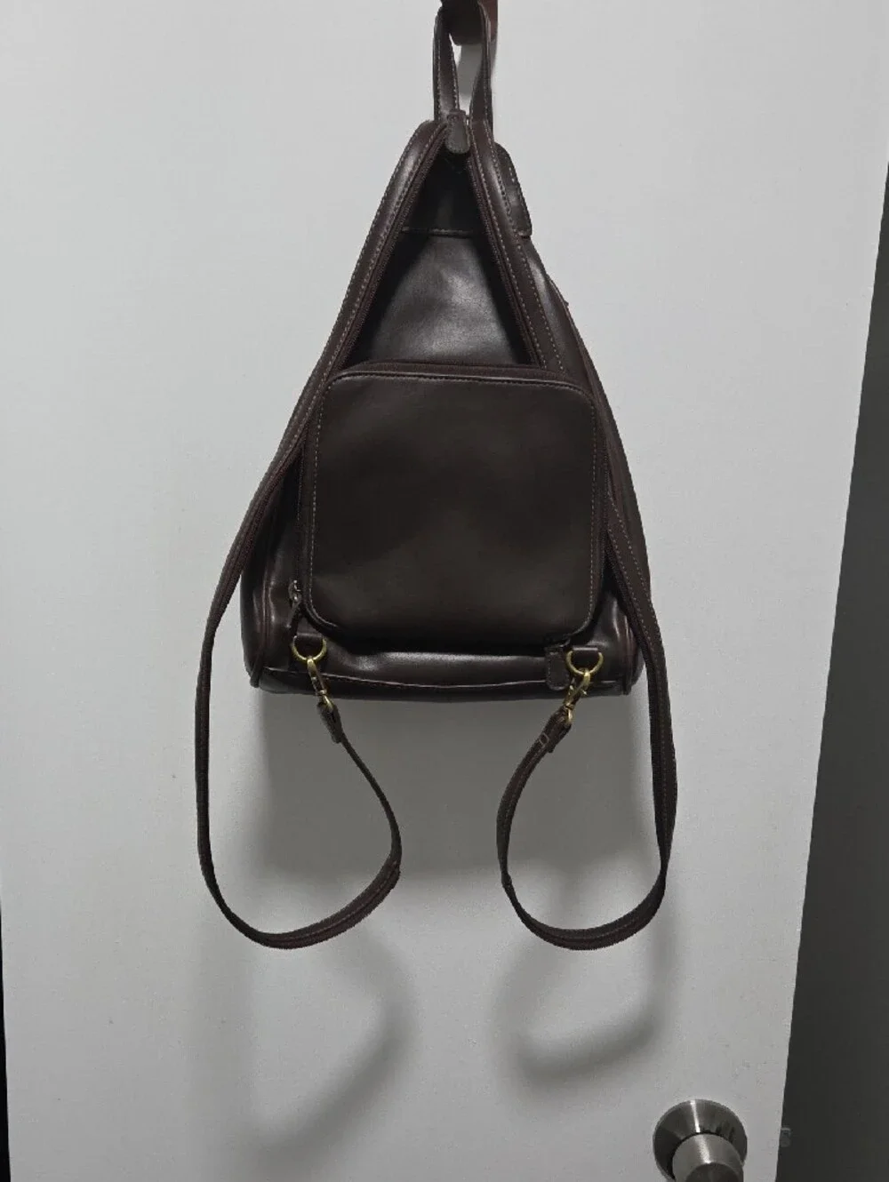 Liz Claiborne Dark Brown Leather Sling Backpack
